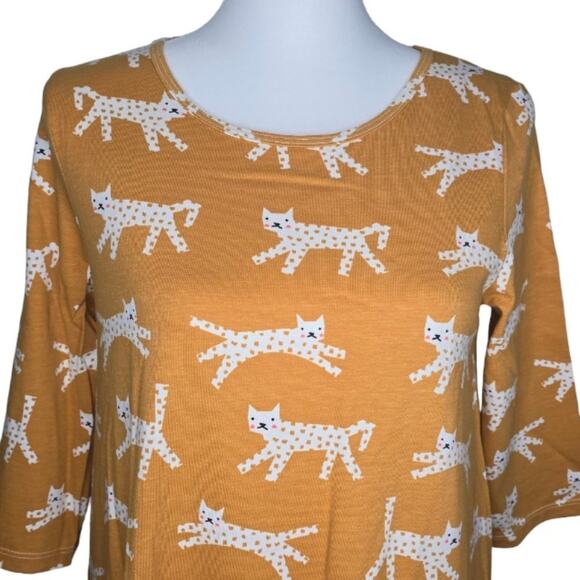 Winter Water Factory Helsinki Relaxed Fit Dress Cats Gold Size XS NWT - Picture 2 of 7